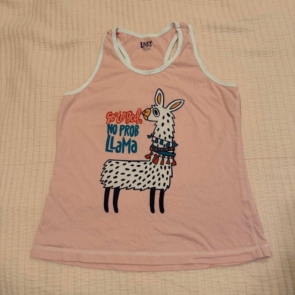 Lazy One Llama PJs tank and shorts, L top, XL bottom - Picture 2 of 7